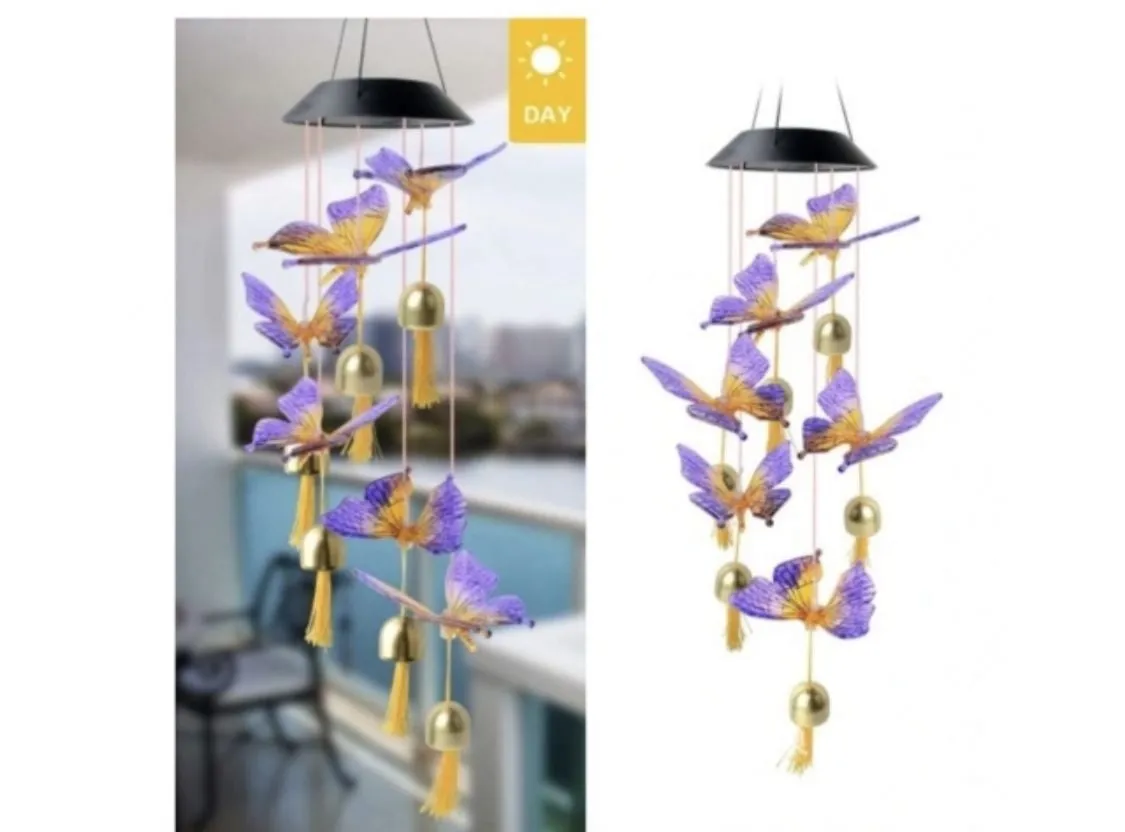 Lampka Dekoracyjna Solarna Motyle i Dzwonki, 6 szt.