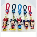 Brelok do Kluczy Mickey Mouse i Minnie, Figurka z Plecionym Paskiem