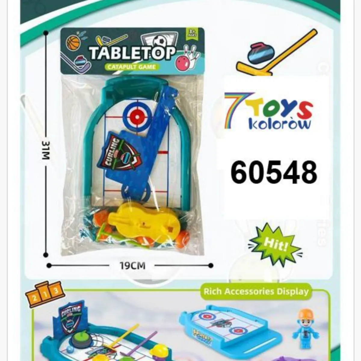 Zestaw Zabawkowa Gra Tabletop Curling Catapult 31x19cm
