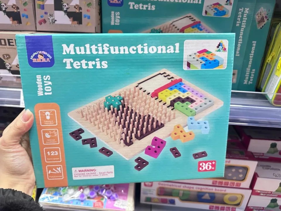 Drewniana Zabawka Multifunctional Tetris Układanka Edukacyjna 36szt