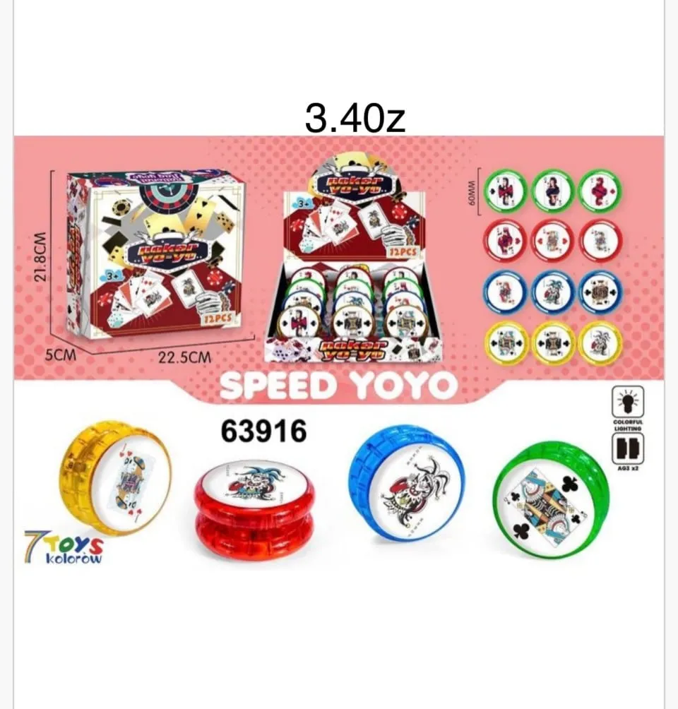 Zabawka Speed YOYO Poker z podświetleniem LED 60mm 12 szt.