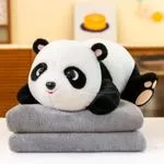 Maskotka Panda Pluszowa z Kocem Szarym 2w1