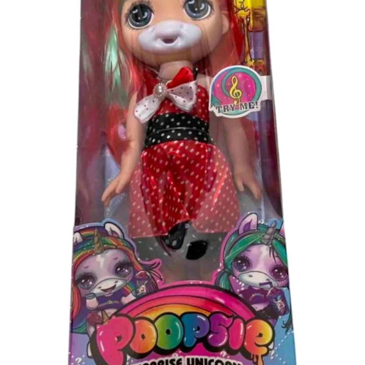 Lalka Poppie Surprise Unicorn z dźwiękiem, róg i kolorowe włosy