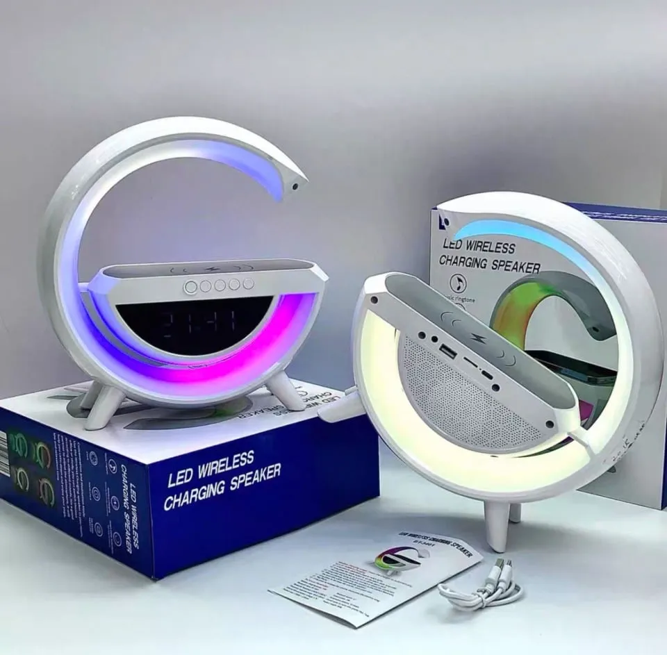 Głośnik Bluetooth LED RGB z ładowarką indukcyjną i zegarem BT-3401