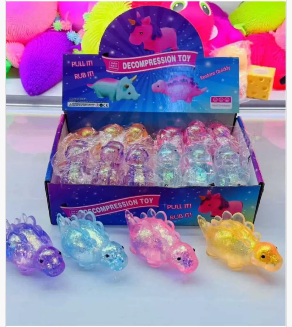 Zabawka Squeeze Toys Dinozaur z Brokatem, Gniotek 12 szt