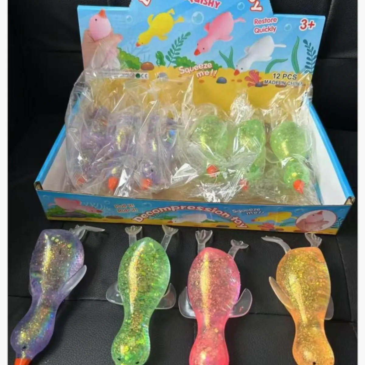 Zabawka Squeeze Toys Gniotek Kaczka z Brokatem 12 szt.