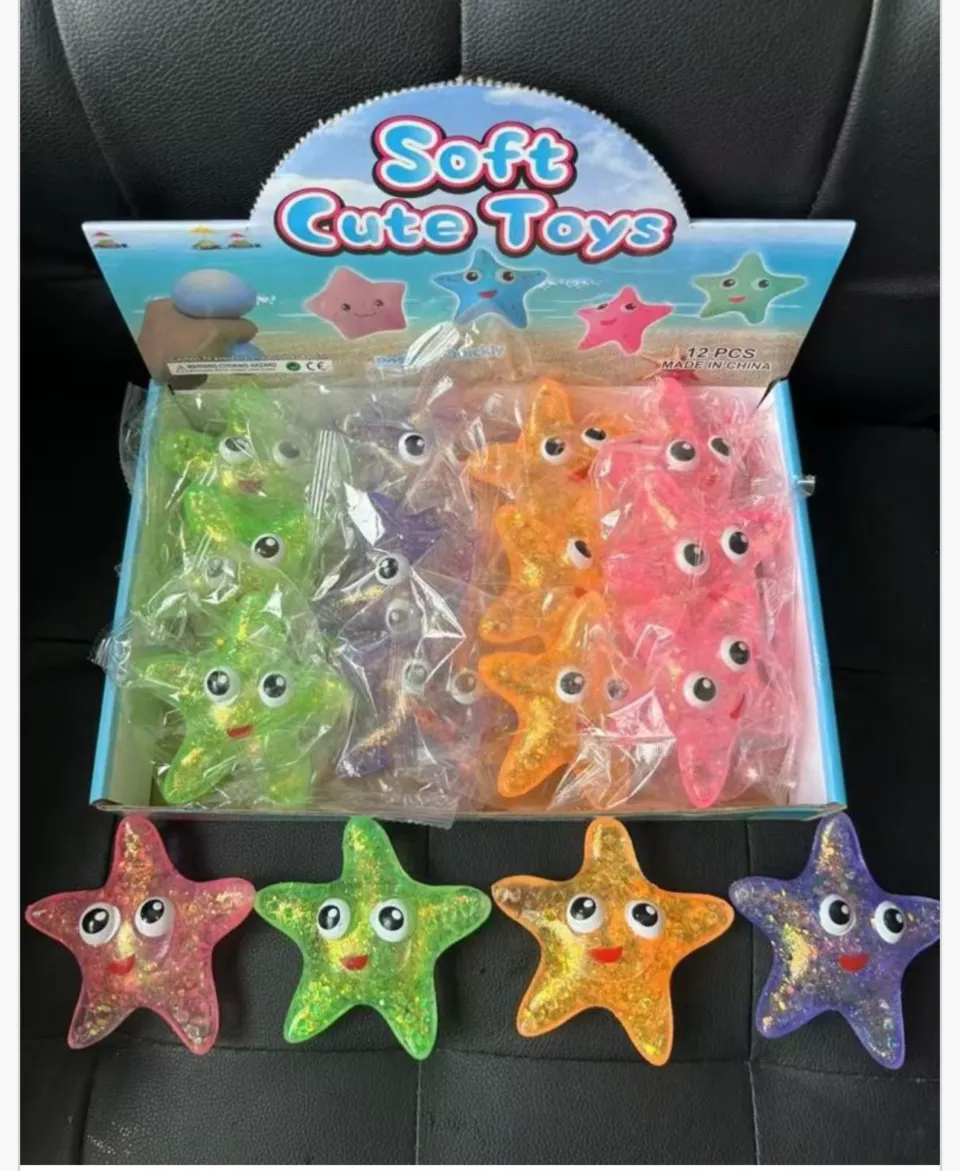 Gniotek Rozgwiazda z Brokatem Soft Cute Toys 12szt PK17261