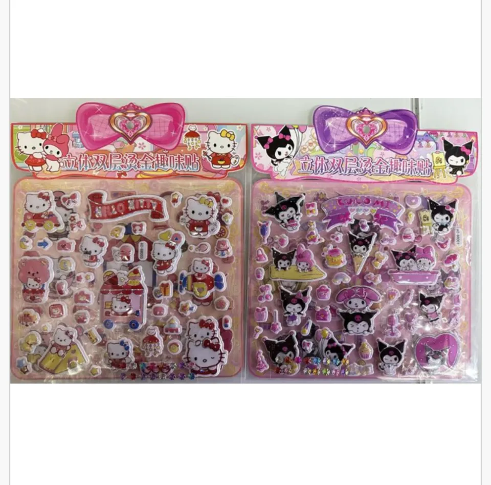 Naklejki dla Dzieci 3D Wypukłe Hello Kitty i Kuromi Mix 20 szt
