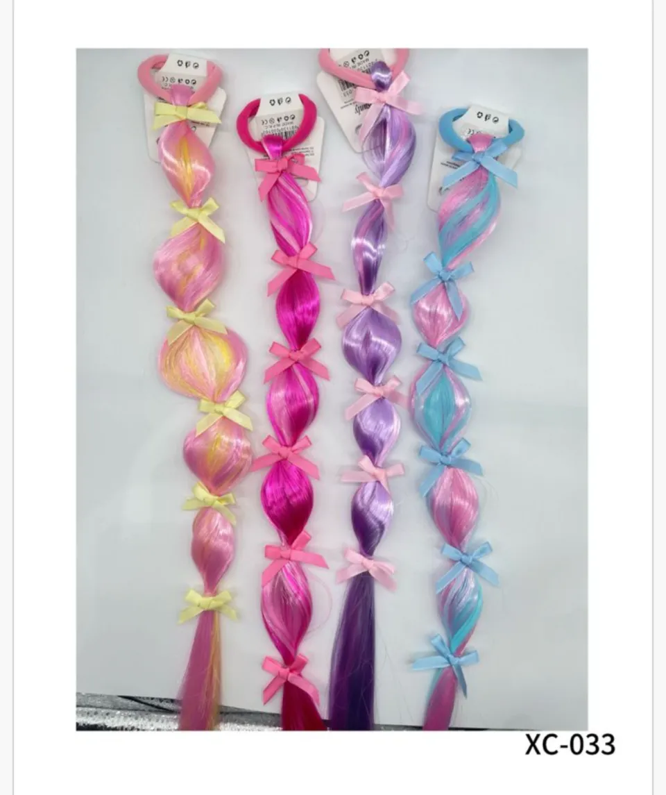 Warkocze Peruk Kolorowe Doczepiane z Kokardkami 24 szt. XC-033