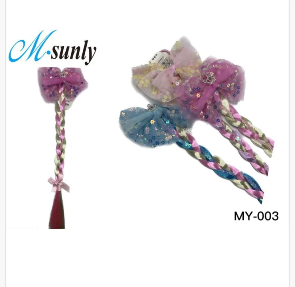 Warkocze perukowe z kokardą i cekinami M-sunly MY-003, 24 szt.