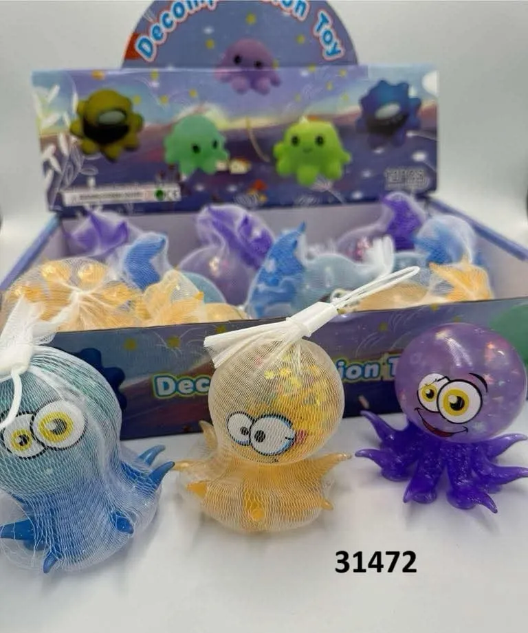 Zabawka Squeeze Toys Ośmiornica z Brokatem Gniotek - 12 szt.