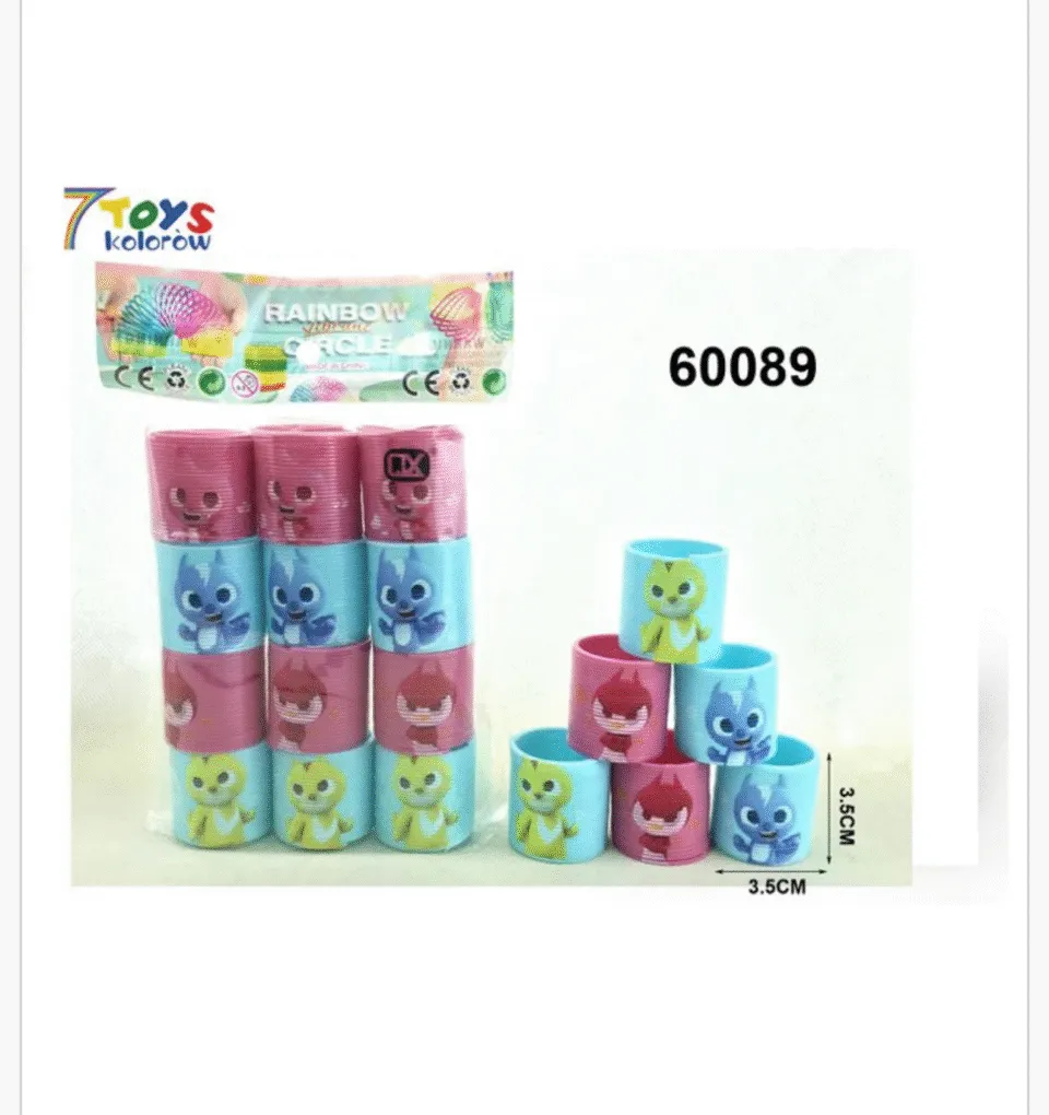 Sprężyna Zabawka Rainbow Circle 3,5cm z nadrukiem 24 szt.