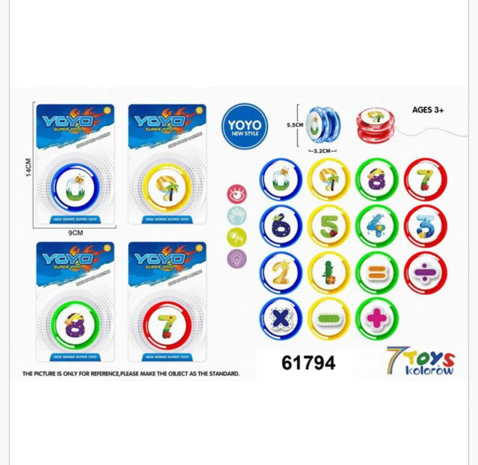 Zabawka YOYO New Style 5,5cm Cyfry i Symbole 12szt