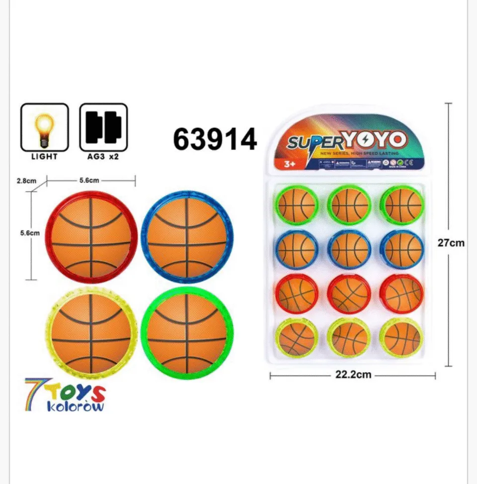 Zabawka YOYO Super YOYO Świecące Piłka Koszykowa 5.6cm 24szt