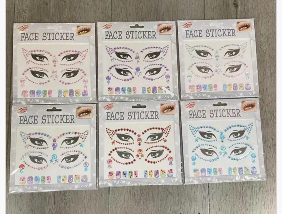 Naklejki Kryształki na Twarz Face Sticker 24 szt