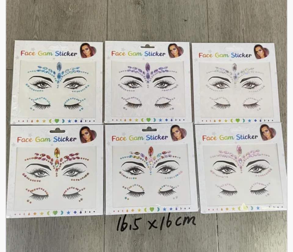 Naklejki Kryształki na Twarz Face Gem Sticker 16,5x16cm 24szt