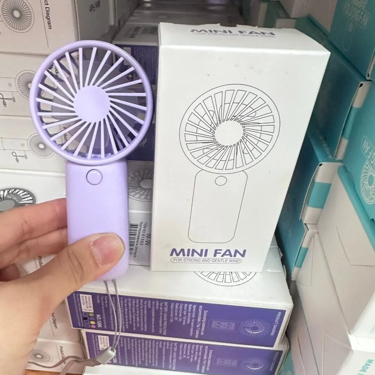 Zabawka Mini Fan Przenośny Wentylator Ręczny Fioletowy 12szt