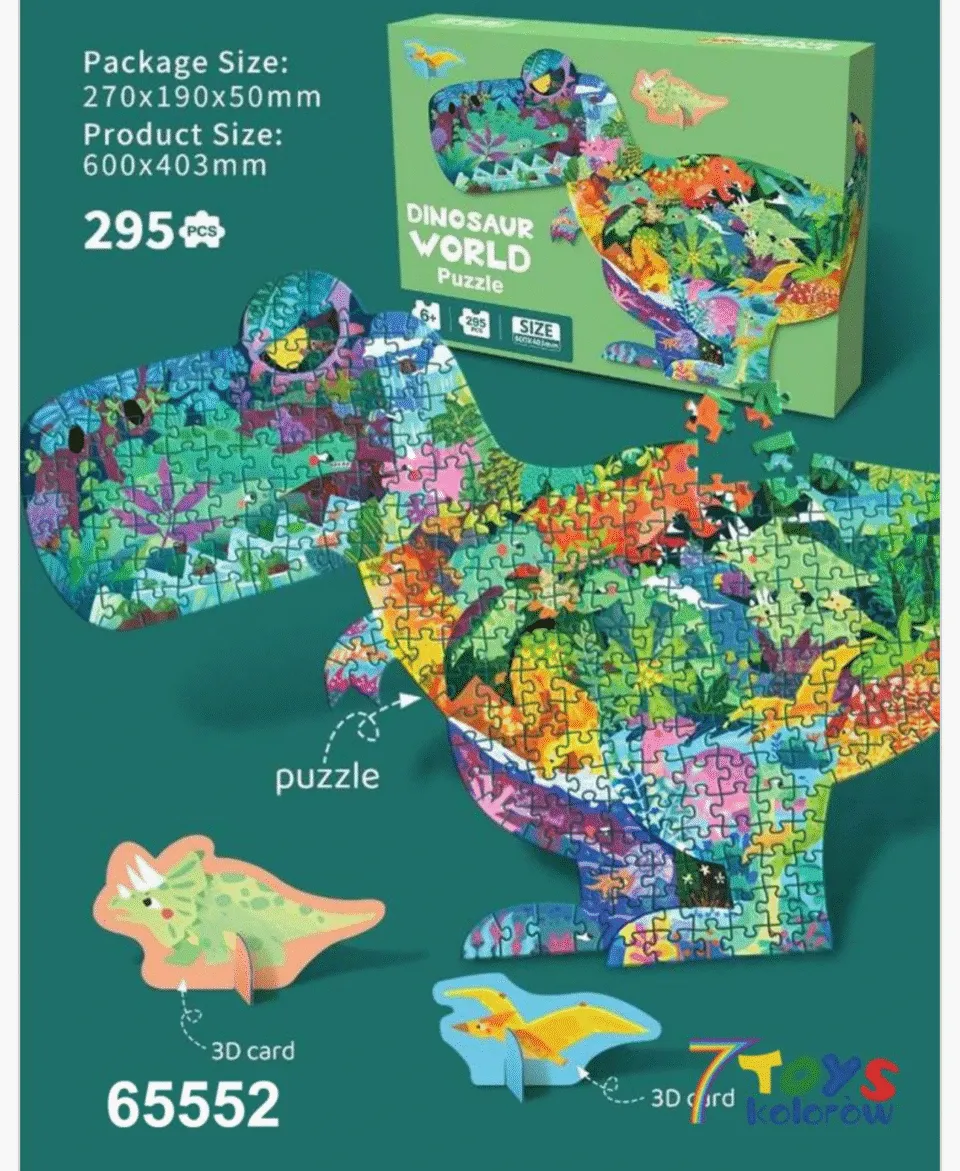Puzzle kształtowe Dinozaury Dinosaur World 295 el. 60x40cm