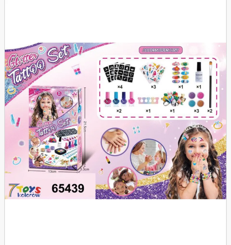 Zestaw Tatuaż DIY Brokatowy Glitter Tattoo Set 7 TOYS 6 szt.