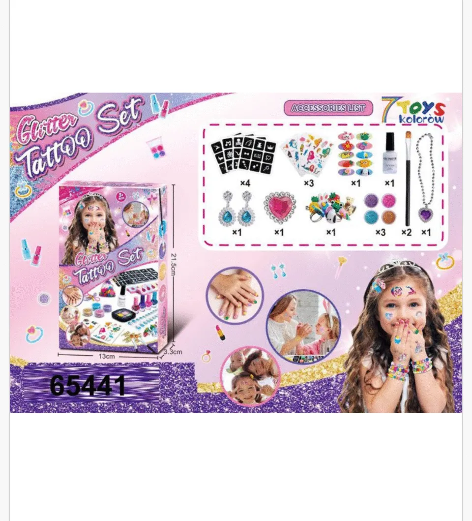 Zestaw Tatuaż DIY Glitter Set z akcesoriami 21,5x13cm