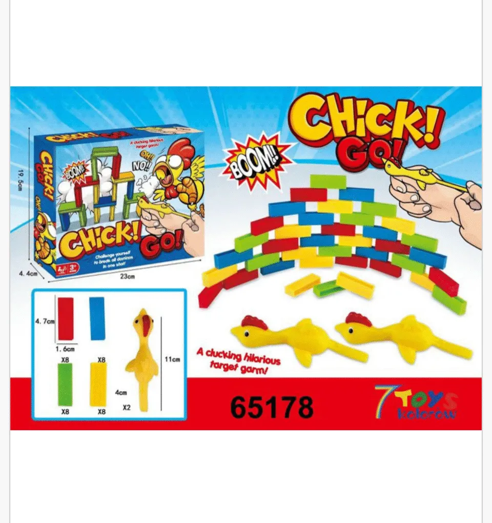 Zabawka Chick Go Gra Zręcznościowa Kurczaki i Klocki 23cm