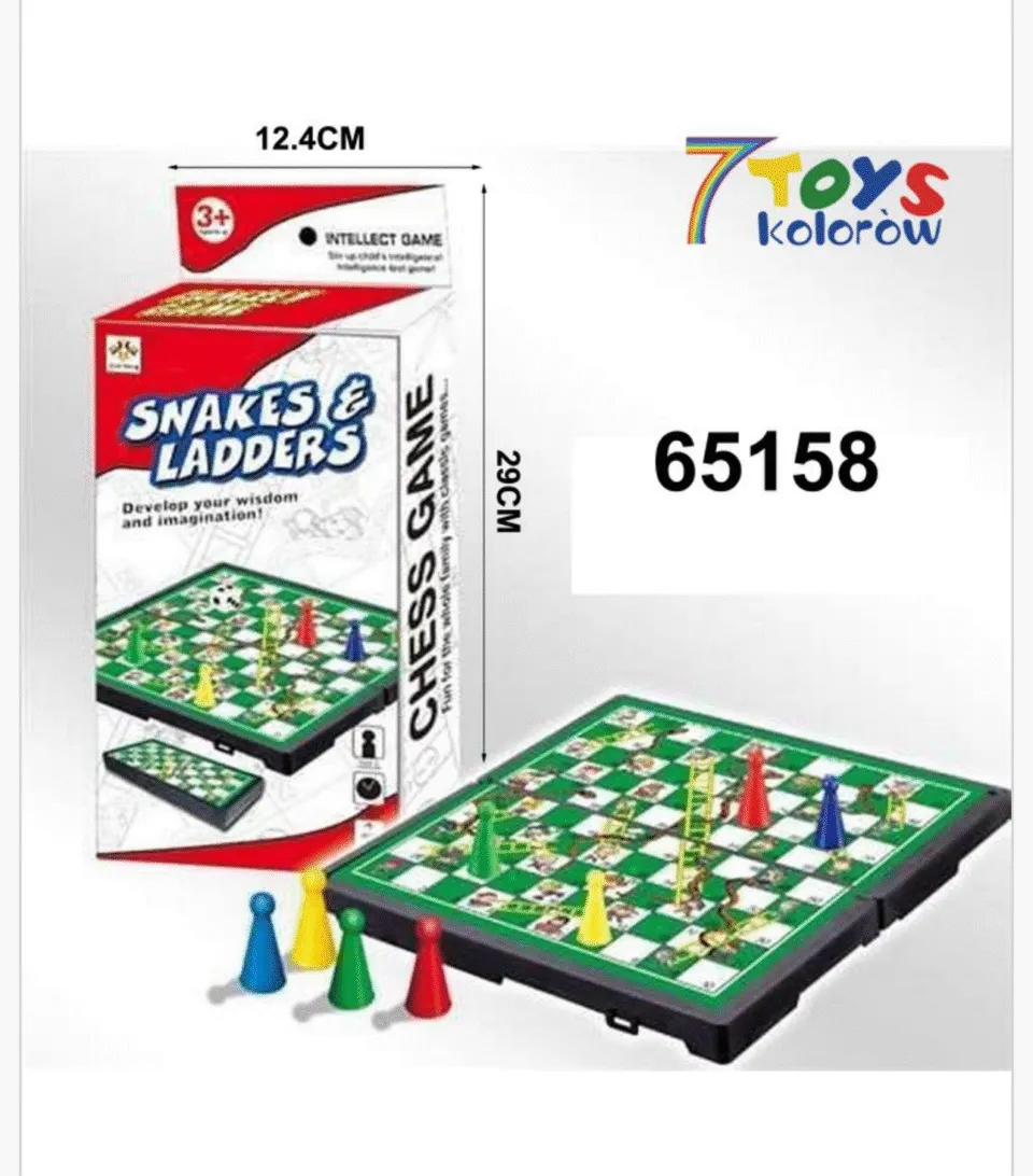 Gra planszowa Snakes & Ladders Węże i Drabiny, składana plansza 29cm