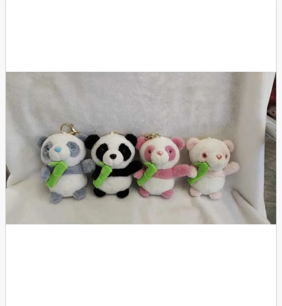 Pluszowy Brelok do Kluczy Panda z Bambusem, Mix Kolorów