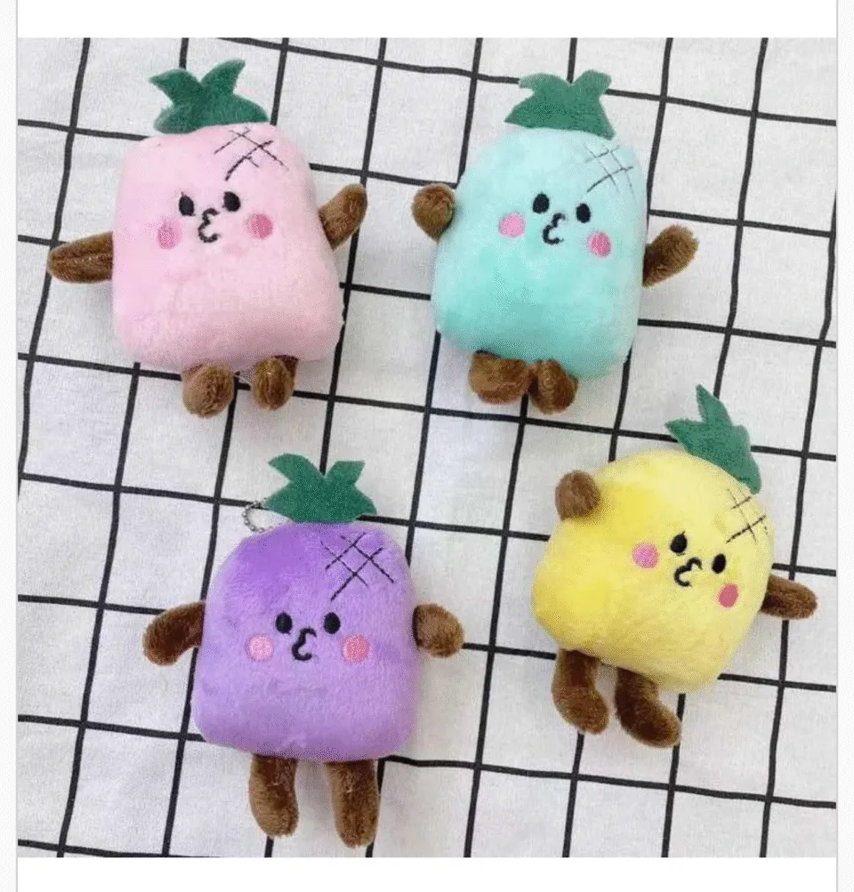 Brelok do Kluczy Pluszowy Owoc Ananas Mix Kolorów 24 szt.