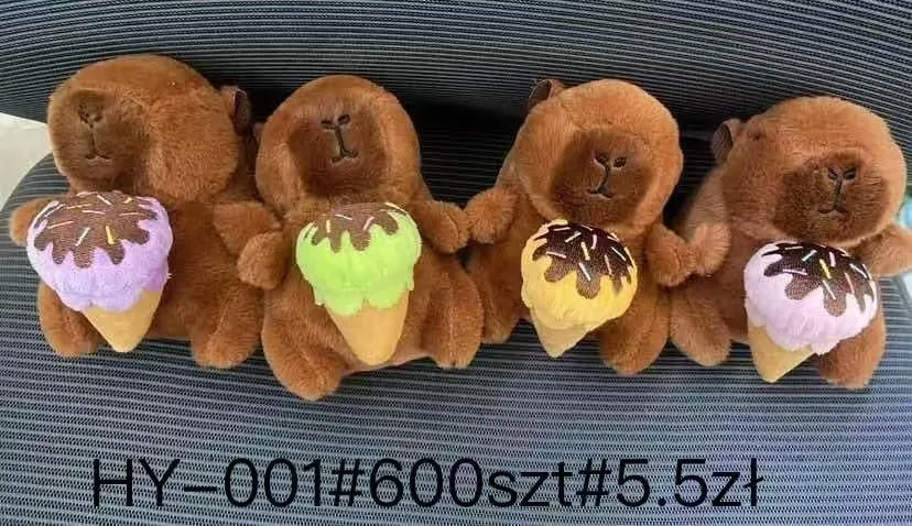 Brelok do Kluczy Pluszowa Kapibara z Lodami, Mix Kolorów