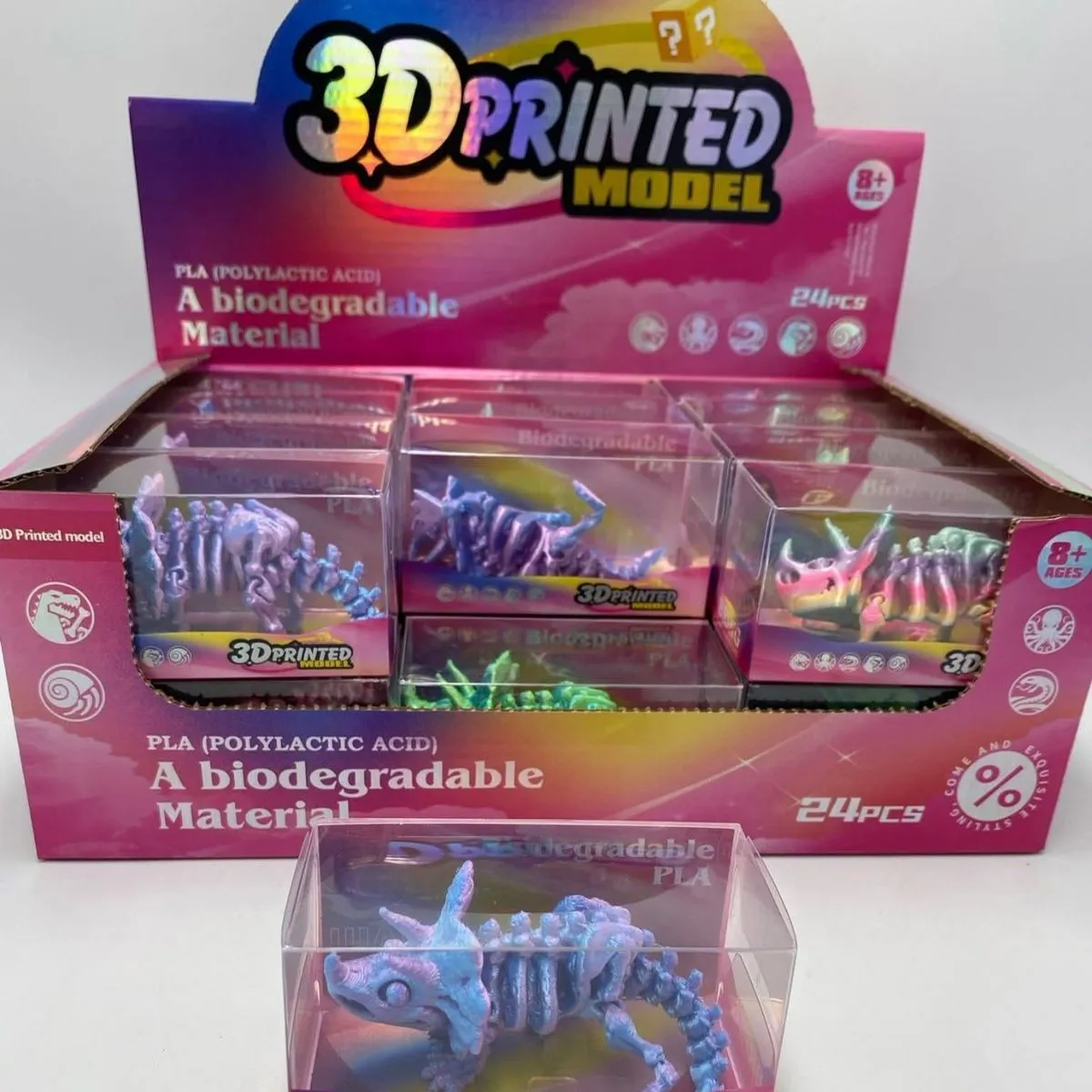 Zabawki 3D Printed - Modele dinozaurów PLA, 24 szt