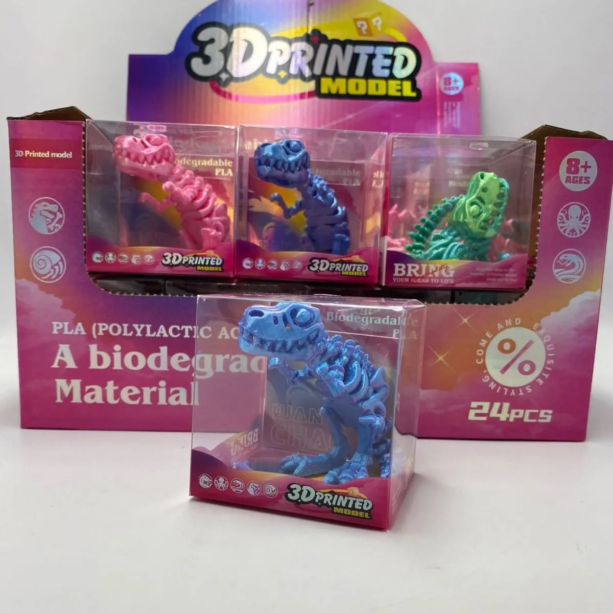 Zestaw figurek dinozaurów 3D Printed PLA, 24 szt