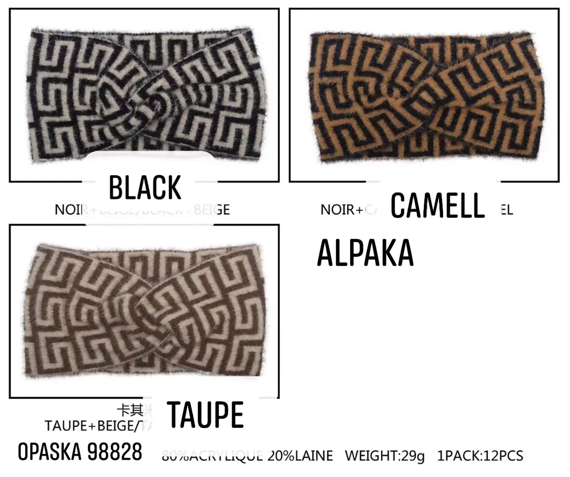 Opaski damskie z alpaki T151225-22, 12 szt/opak.