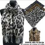 Szaliki damskie leopard wzór 60% wiskoza mix 12 szt