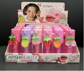 Lip Oil Aysha Beauty z dekoracjami owocowymi 24 szt