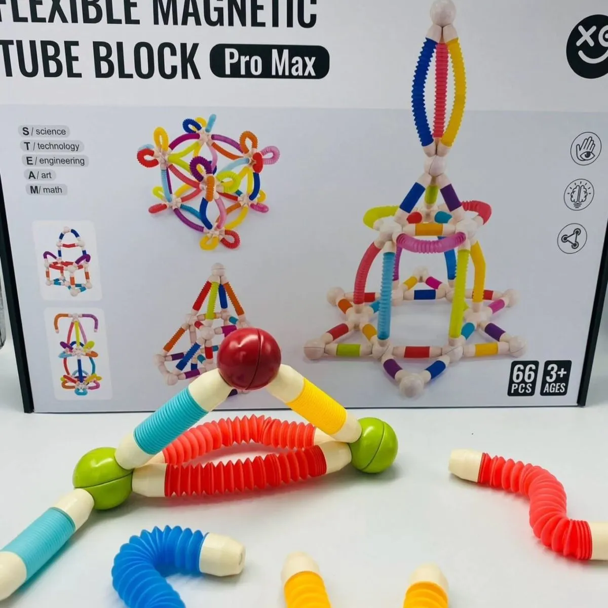 Zabawki Flexible Magnetic Tube Block Pro Maxx 66 pcs