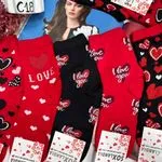 Skarpetki Damskie 35-38,39-41 Serca I Love You Czerwone/Czarne