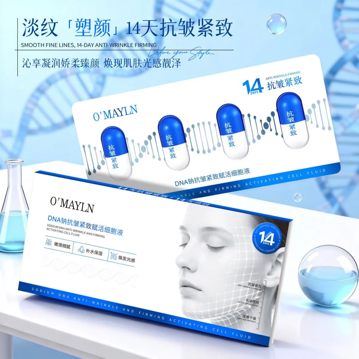 Ampułki do twarzy O'AYLN DNA 14 dni Anti Wrinkle 14 szt
