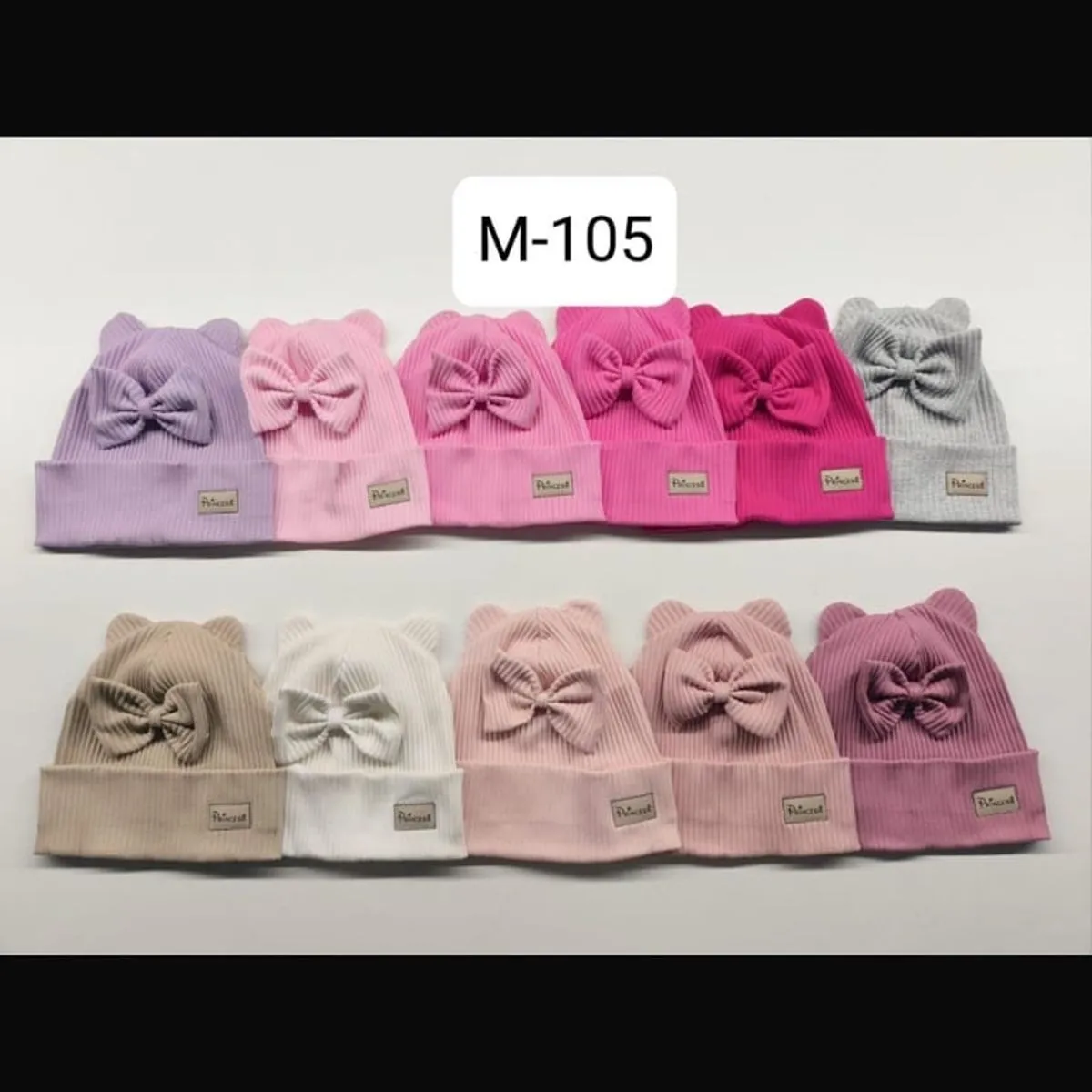 Czapki dziecięce M-105 z uszami, mix kolorów