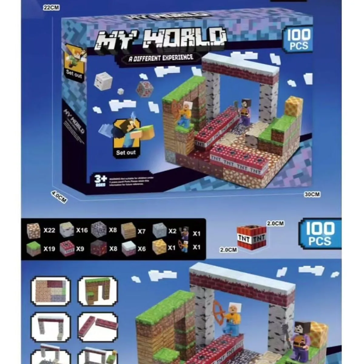 Zabawki Klocki Magnetyczne My World 100PCS Minecraft