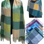 Szaliki damskie w kratę 5509 mix 12 szt/pc cotton viscose