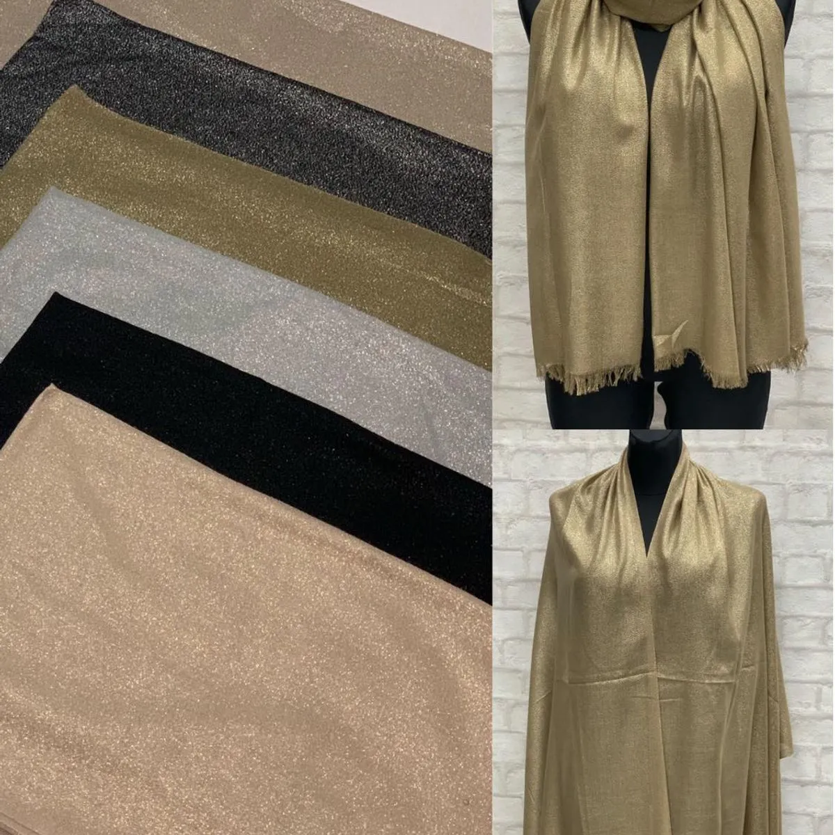 Szaliki damskie Cotton Viscose błyszczące 12 szt/opak.