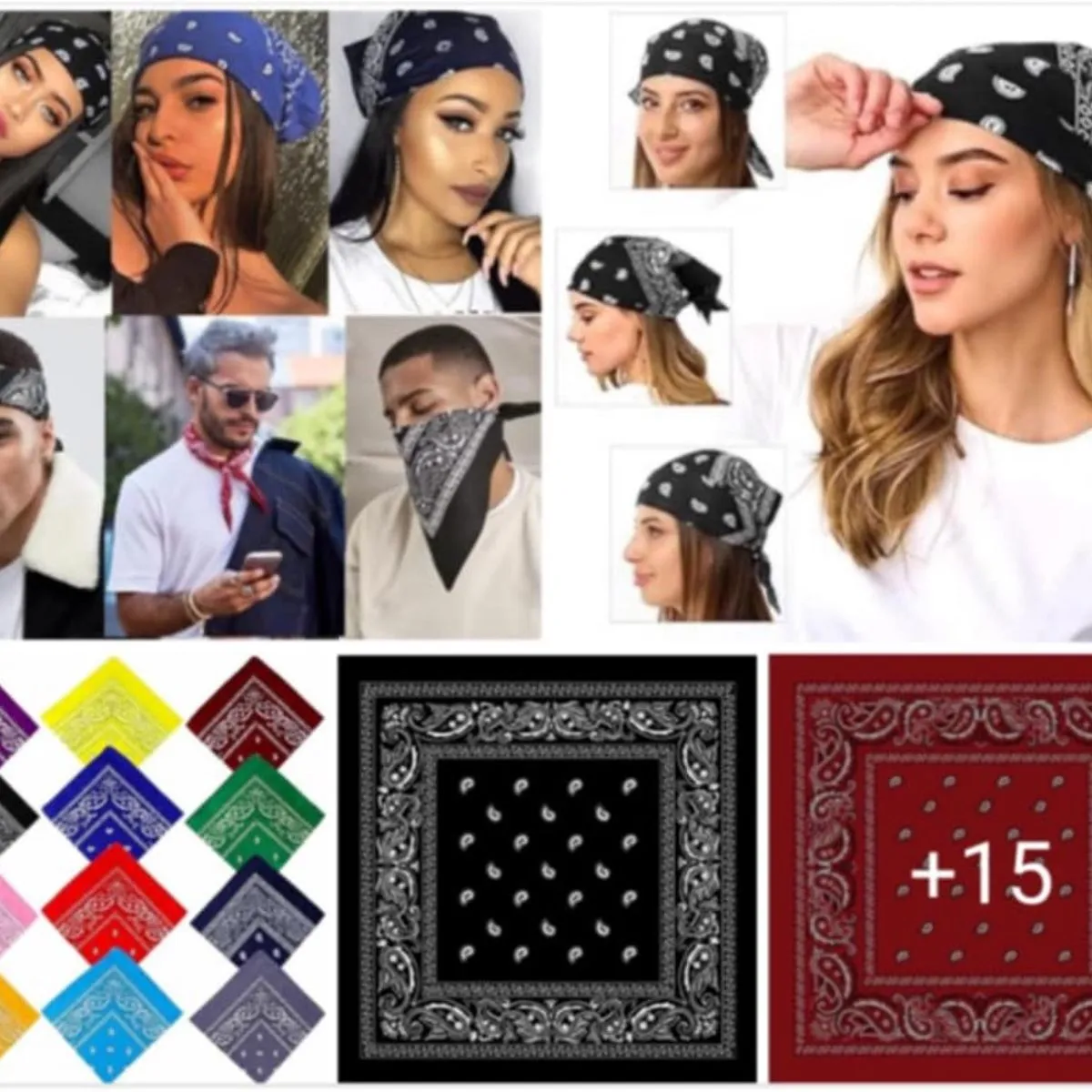 Bandany damskie wzorzyste multikolor