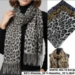 Szaliki damskie wzór leoparda 55010 Mix 12 szt