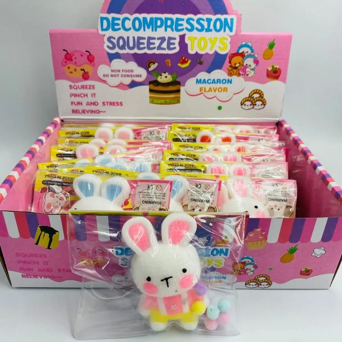 Gniotki Squeeze Toys Decompression Bunny Macaron 16 szt