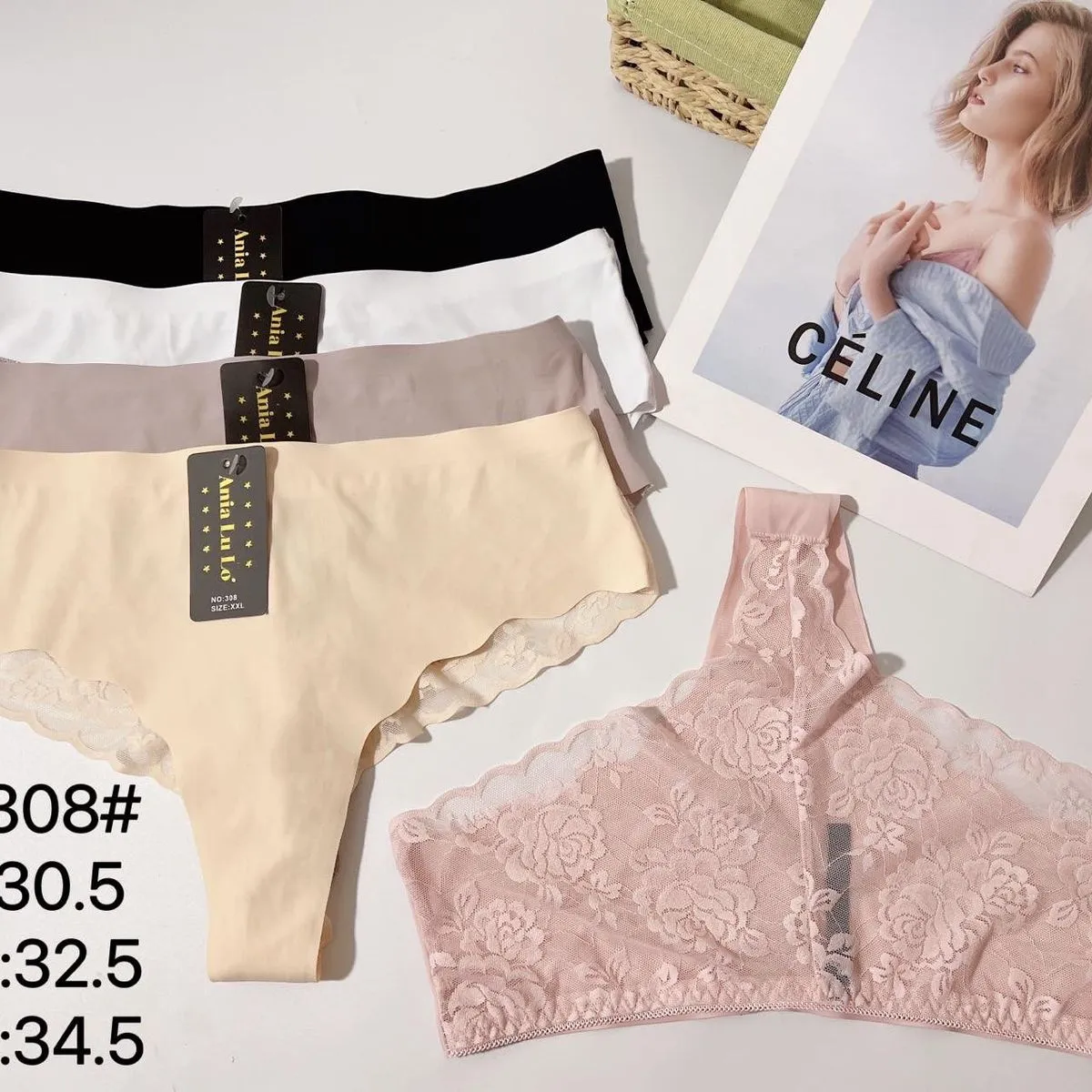 Majtki damskie bezszwowe Celine S-XXL, 5 szt