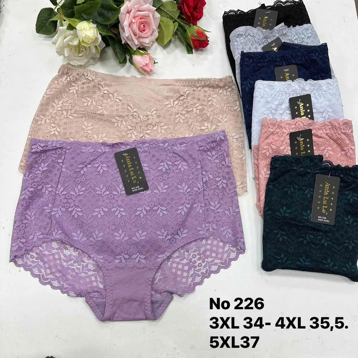 Majtki damskie koronkowe XL-5XL No 226, zestaw 8 szt