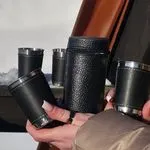 Zestaw 4 kubków termicznych w etui ze skóry ekologicznej