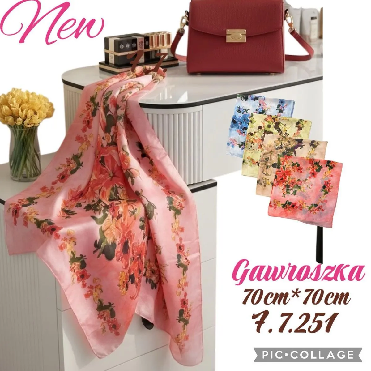 Chusta Damska Gawroszka Kwiatowa 70cm x 70cm