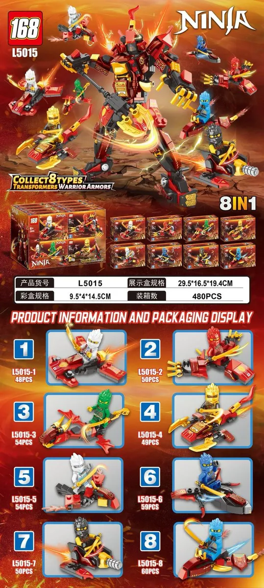 Klocki Ninja L5015 Collect 8 Types 480PCS 29.5x15.19cm