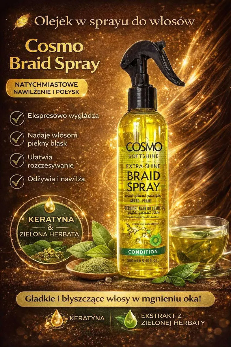 Cosmo Braid Spray olejek do włosów 250ml z keratyną